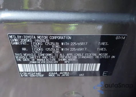 2014 Toyota Rav4 Xle from USA, damaged, VIN JTMRFREV9ED090389